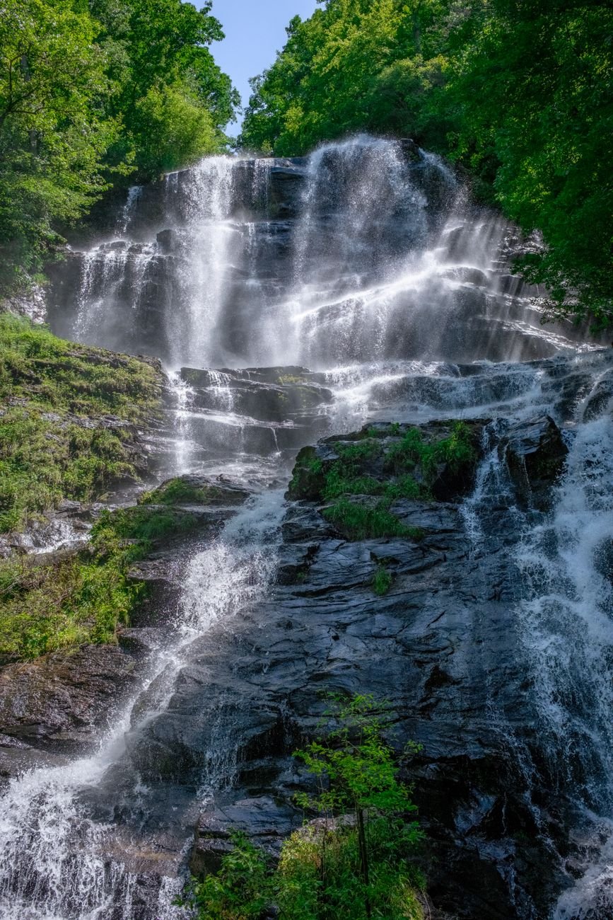 Amicalola Falls cascading down a mountainside in Georgia