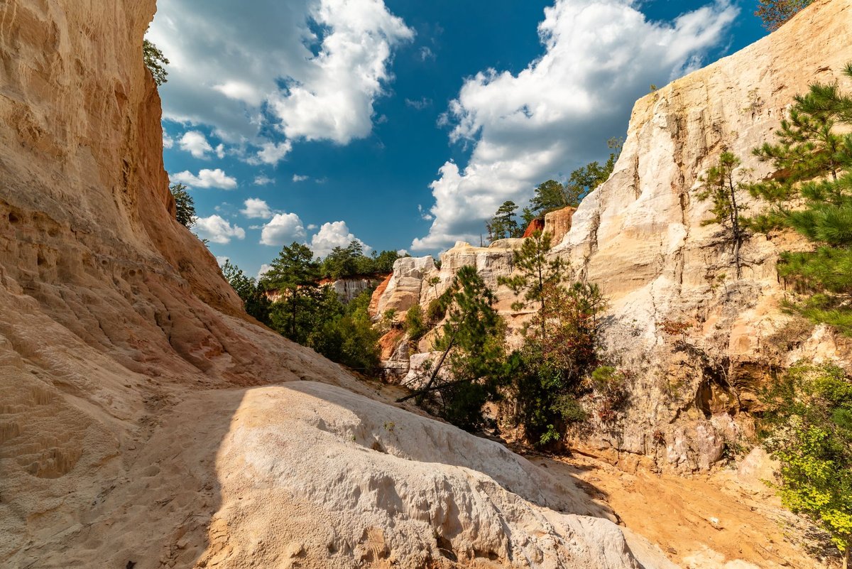 Colorful eroded canyon walls at Providence Canyon State Park