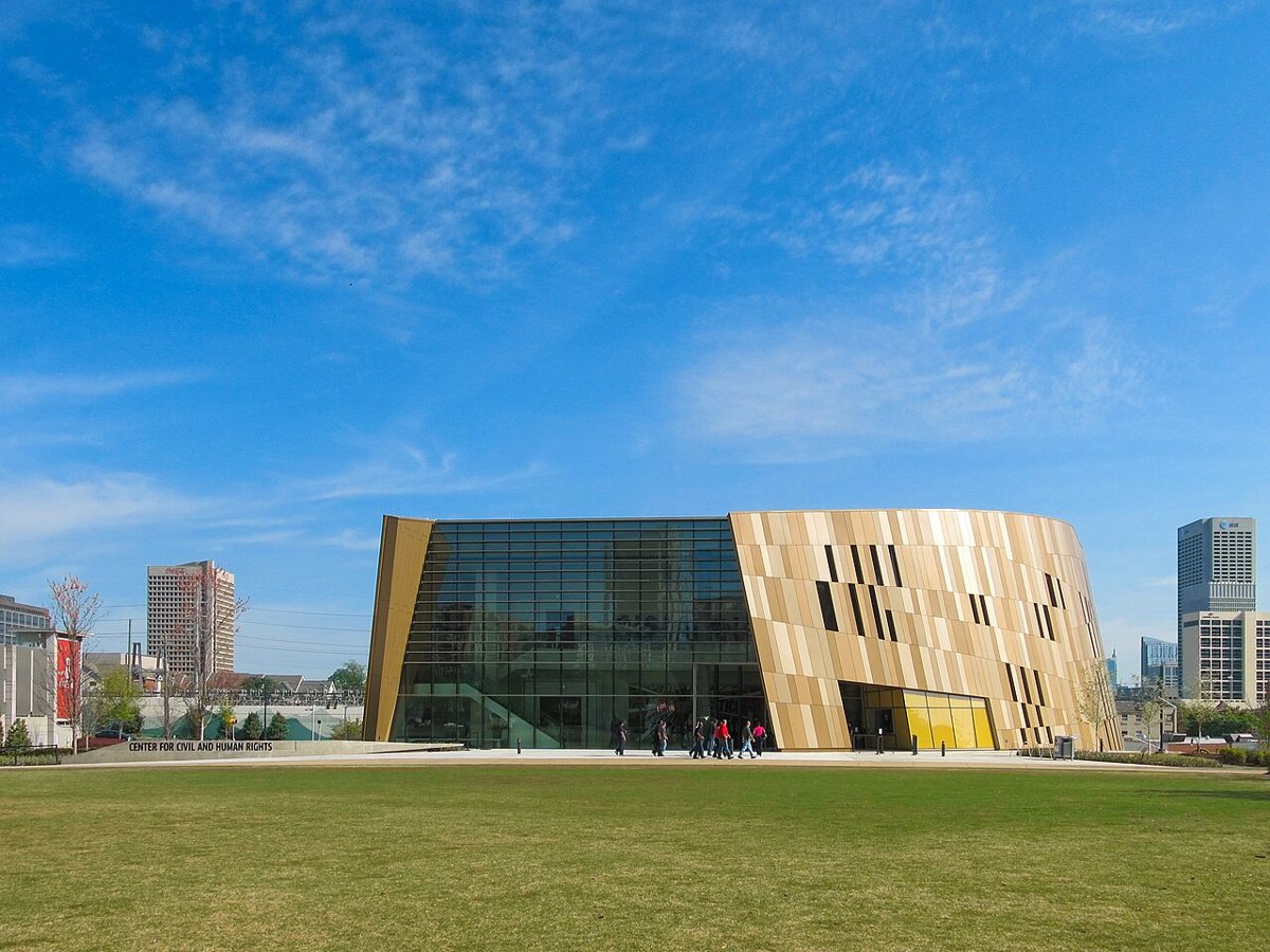exterior of the National Center for Civil and Human Rights building in downtown Atlanta near Centennial Olympic Park